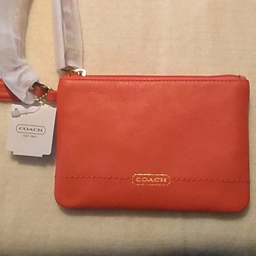 NWT Coach Hot Orange Wristlet